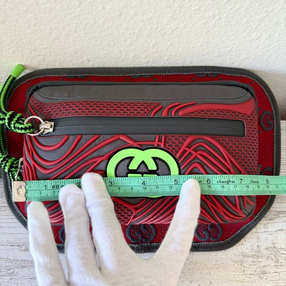 New Gucci Jersey GG Allov Pan Sport Belt bag, Red grey, size 100 - Picture 10 of 12